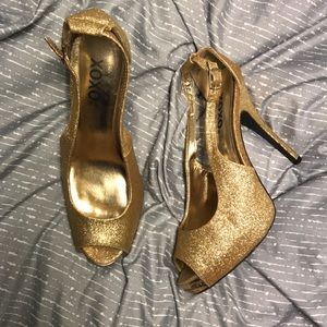Gold sparkly heels